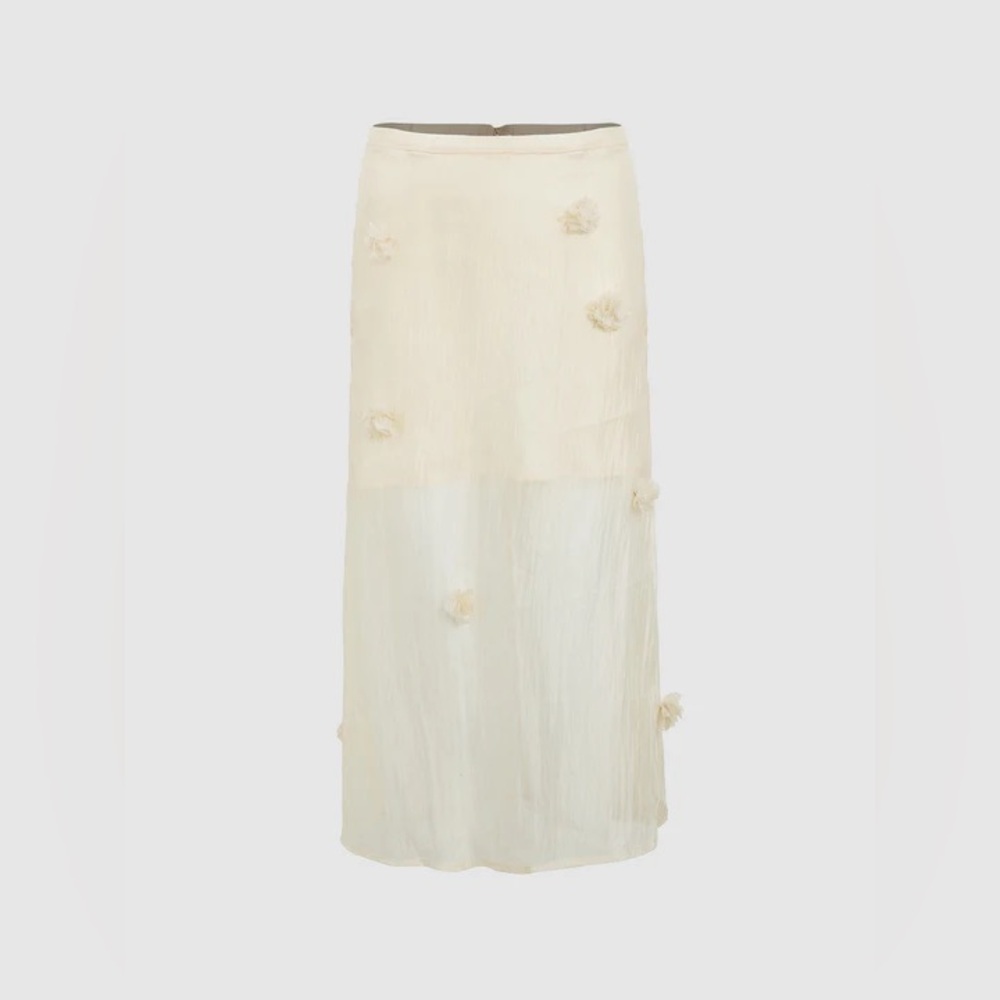 Elegant Cream Midi Skirt